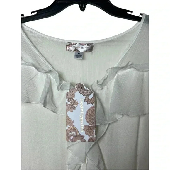 1760. BAND OF GYPSIES LOBG SLEEVE‎ RUFFLED BLOUSE SIZE XSMALL WHITE IN COLOR - Picture 6 of 11
